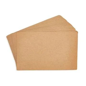Juvale Blank 3x5 Kraft Paper Index, Note Cards for Home, Office, Recipes, School Learning, Studying, Crafts, DIY, Standard Size Heavy Weighted Card Stock (100 Pack), Brown