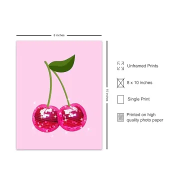 Trendy Retro Cherry Disco Ball Wall Art Poster for All