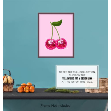 Trendy Retro Cherry Disco Ball Wall Art Poster for All