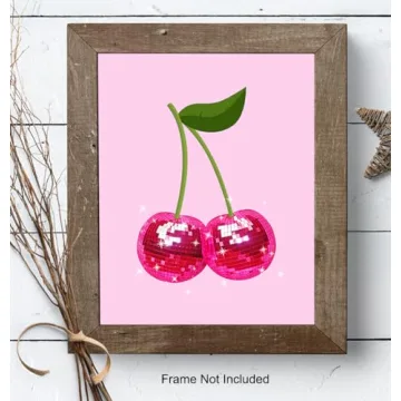 Trendy Retro Cherry Disco Ball Wall Art Poster for All