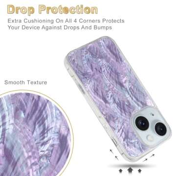 XIMAND for iPhone 11 Case Made with Unique Genuine Seashell, Durable | Stunning Gorgeous | Drop Protection | Luxury Aesthetic Cover. (Beige)