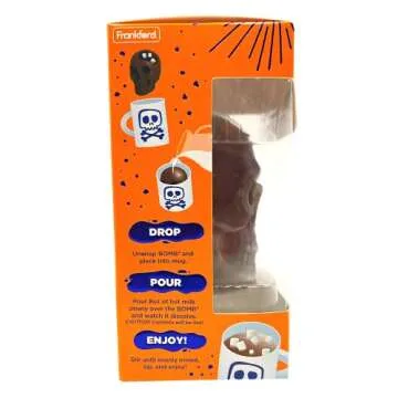 Sweetzo - Skull Shaped Hot Chocolate Melting Balls with Mini Dehydrated Marshmallows, Halloween Candy Party Favors and Gift Basket Fillers, Pack of 3, 1.6 Ounces