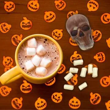 Sweetzo - Skull Shaped Hot Chocolate Melting Balls with Mini Dehydrated Marshmallows, Halloween Candy Party Favors and Gift Basket Fillers, Pack of 3, 1.6 Ounces