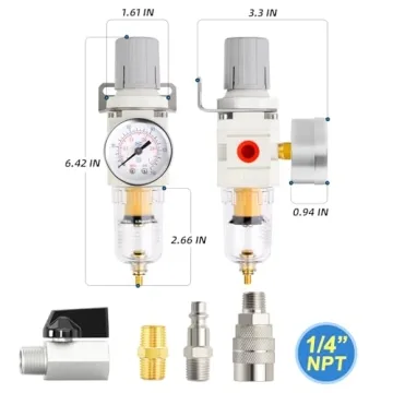 MEANLIN Air Compressor Moisture Filter with Gauge & Valve