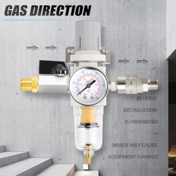 MEANLIN Air Compressor Moisture Filter with Gauge & Valve