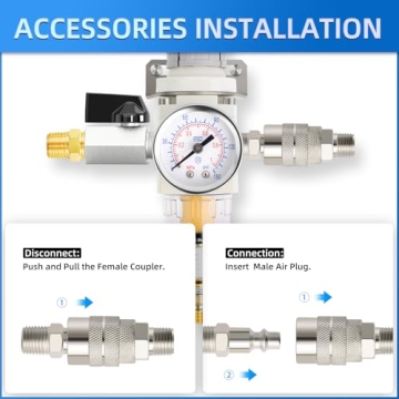 MEANLIN Air Compressor Moisture Filter with Gauge & Valve