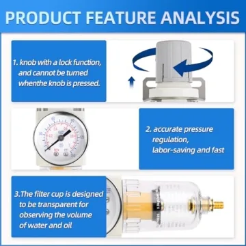 MEANLIN Air Compressor Moisture Filter with Gauge & Valve