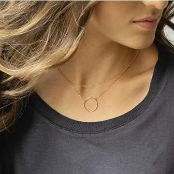 Stylish Handmade Gold Plated Circle Necklace for Women