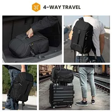 TARION Large Camera Backpack Bag - Large Photo Backpack with 𝐃𝐮𝐚𝐥-𝐒𝐢𝐝𝐞 𝐎𝐩𝐞𝐧𝐢𝐧𝐠 15.6" Laptop Sleeve Waterproof Raincover DSLR Backpack for Outdoor Photography Hiking Travel Black HX-L