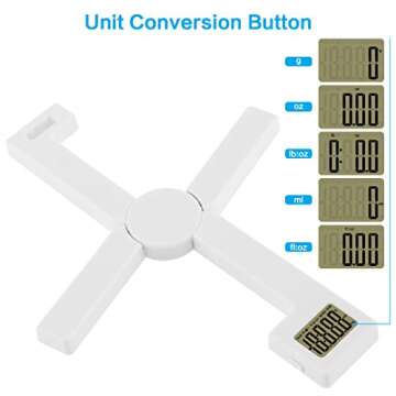 Compact Folding Digital Kitchen Scale, Highly Accurate Portable Food Scale with LCD Display, Auto Power Off and Tare Features, for Measuring Intake of Healthy Eating People (White)