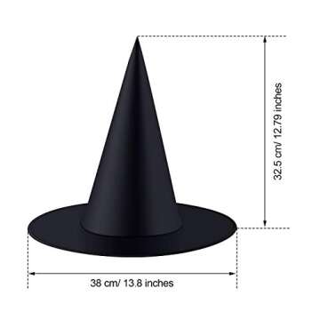 Tatuo Halloween Witch Hat Costume Accessory - 4 Pack for Parties, Black