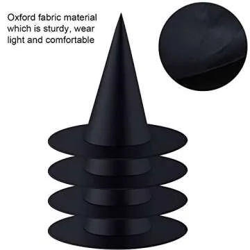 Tatuo Halloween Witch Costumes - 4 Pack Black Hats