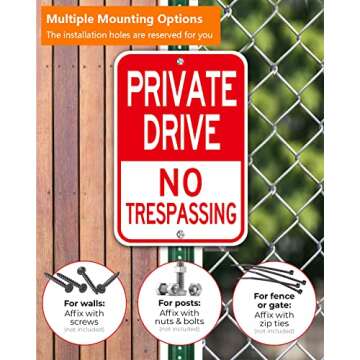 private driveway sign, (2 Pack) 12'' X 18''Private Drive No Trespassing Sign, Rust Free Heavy Duty Aluminum Private Road Reflective Warning Signs,Easy to Mount,Outdoor use