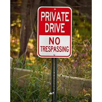 private driveway sign, (2 Pack) 12'' X 18''Private Drive No Trespassing Sign, Rust Free Heavy Duty Aluminum Private Road Reflective Warning Signs,Easy to Mount,Outdoor use