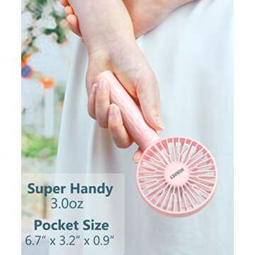 HonHey Handheld Fan Super Mini Personal Fan with Rechargeable Battery Operated and 3 Adjustable Spee...