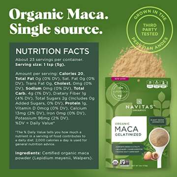 Navitas Organics Maca Gelatinized Powder, 4 oz. Bag, 23 Servings — Organic, Non-GMO, Gluten-Free