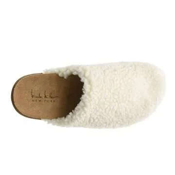 Nicole Miller Bondy Womens Slippers for House, Indoor & Outdoor - Orthotics Cork Clogs Furry Faux Slipper with Fleece Lining & Arch Support - Comfortable Slipper with Anti-Skid Rubber Outsole