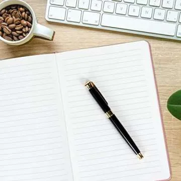 foroxin Lined Journal Notebook Pink Leather for Women Men 8.3 x 5.7 Large College Ruled 192 Pages 80gsm Hardcover Notebooks Work Home School with Elastic Band Closure and Ribbon Bookmark