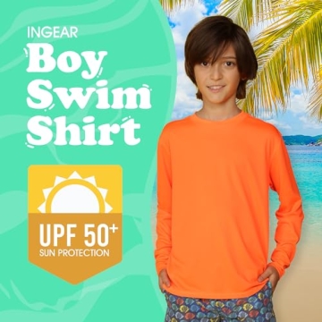 INGEAR Boys Rash Guard Long Sleeve Swim Shirt UPF 50+