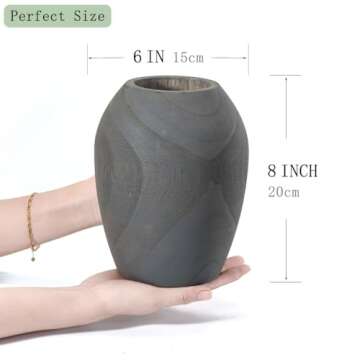 Decorative Wood Vase for Decor - Dried Flower Vase for Home Boho Modern Rustic Wood Decor Accents Minimalist Centerpiees Living Room Coffee Table Office Farmhouse Deorations