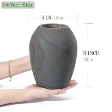 Decorative Wood Vase for Decor - Dried Flower Vase for Home Boho Modern Rustic Wood Decor Accents Minimalist Centerpiees Living Room Coffee Table Office Farmhouse Deorations