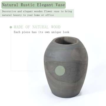 Decorative Wood Vase for Decor - Dried Flower Vase for Home Boho Modern Rustic Wood Decor Accents Minimalist Centerpiees Living Room Coffee Table Office Farmhouse Deorations