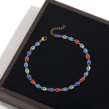 SLOONG Adjustable Evil Eye Anklet Bracelet for Women