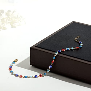 SLOONG Adjustable Evil Eye Anklet Bracelet for Women