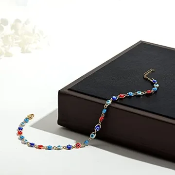 SLOONG Adjustable Evil Eye Anklet Bracelet for Women