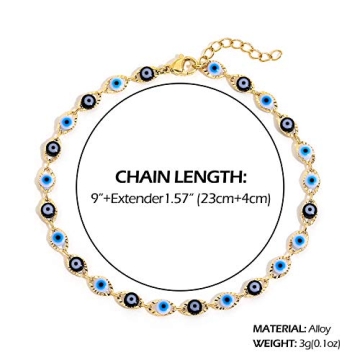 SLOONG Adjustable Evil Eye Anklet Bracelet for Women