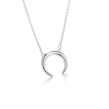 LEMONDROP Crescent Moon Necklace Double Horn Pendant | 925 Sterling Silver