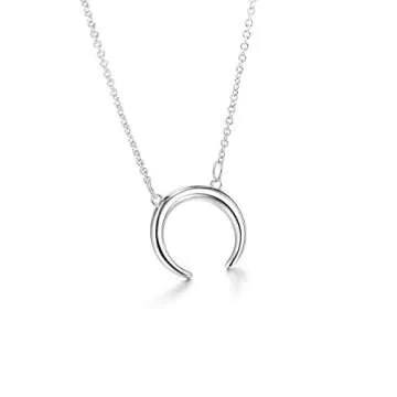 LEMONDROP Crescent Moon Necklace Double Horn Pendant | 925 Sterling Silver