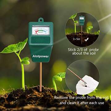 Alotpower Soil Moisture Sensor Meter,Hygrometer Moisture Sensor for Garden, Farm, Lawn Plants Indoor & Outdoor(No Battery Needed)