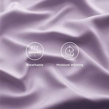 Bedsure King Size Sheet Sets, Cooling Sheets for Hot Sleepers, Rayon Derived from Bamboo, Breathable & Soft Deep Pocket Up to 16 Inches, Hotel Luxury Silky Bedding, Bedsheet & Pillowcases, Lilac