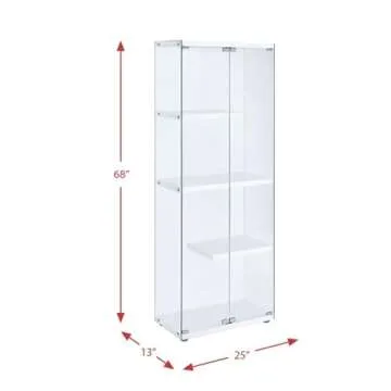 Picket House Furnishings Maxwell Tempered Glass Display Cabinet in Clear