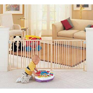 Toddleroo by North States Extra Wide Swing Wooden Gate, Fits 60"- 103" Wide. Hardware Mount. Extra Wide Baby Gate, Child Gates for Wide Openings. Made in USA (27" Tall, Sustainable Hardwood)