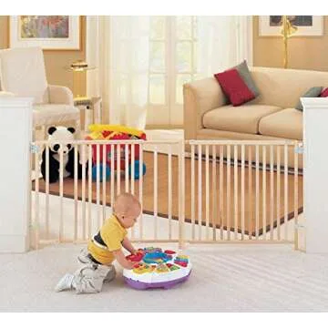 Toddleroo by North States Extra Wide Swing Wooden Gate, Fits 60"- 103" Wide. Hardware Mount. Extra Wide Baby Gate, Child Gates for Wide Openings. Made in USA (27" Tall, Sustainable Hardwood)