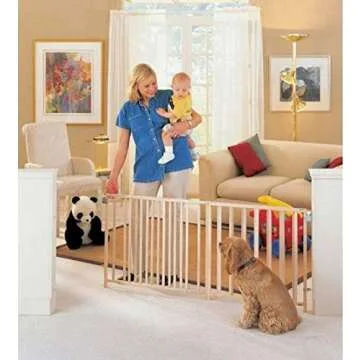Toddleroo by North States Extra Wide Swing Wooden Gate, Fits 60"- 103" Wide. Hardware Mount. Extra Wide Baby Gate, Child Gates for Wide Openings. Made in USA (27" Tall, Sustainable Hardwood)