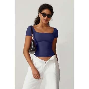 Stylish QINSEN Square Neck Tee for Women - Comfort & Trend