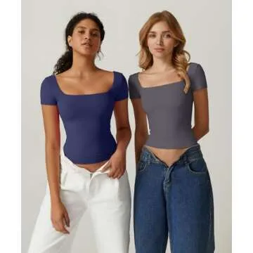 Stylish QINSEN Square Neck Tee for Women - Comfort & Trend