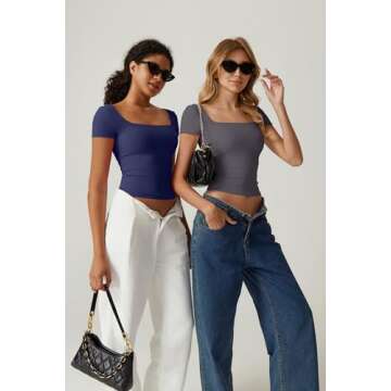 Stylish QINSEN Square Neck Tee for Women - Comfort & Trend