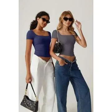 Stylish QINSEN Square Neck Tee for Women - Comfort & Trend