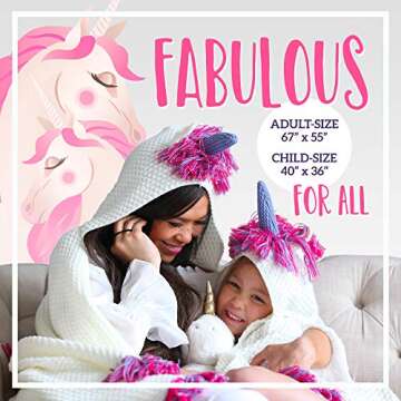 Unicorn Blanket for Women, Teens - Girls Wearable Hooded Blanket for Big Kids, Teens, & Adult Unicorn Gifts, Pink Purple with Purple Unicorn Horn - Throw Blanket with Hood