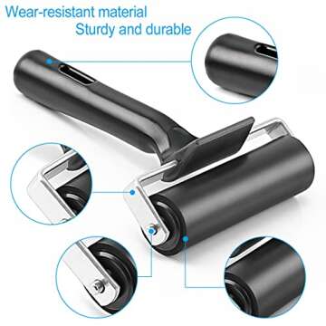 Rubber Roller, Ideal for Anti Skid Tape Construction Tools, Print, Ink and Stamping Tools (4-Inch, Black)