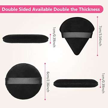 Ainiv 8PCS Powder Puffs, 2.76 inch Pure Cotton Triangle Powder Puff + Washable Large Body Makeup Powder Puff for Loose Powder Mineral Powder Body Powder Cotton Cosmetic Foundation Sponge Makeup Tool