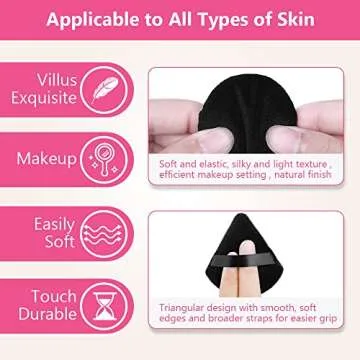 Ainiv 8PCS Powder Puffs, 2.76 inch Pure Cotton Triangle Powder Puff + Washable Large Body Makeup Powder Puff for Loose Powder Mineral Powder Body Powder Cotton Cosmetic Foundation Sponge Makeup Tool