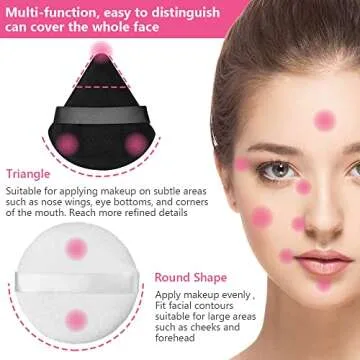 Ainiv 8PCS Powder Puffs, 2.76 inch Pure Cotton Triangle Powder Puff + Washable Large Body Makeup Powder Puff for Loose Powder Mineral Powder Body Powder Cotton Cosmetic Foundation Sponge Makeup Tool