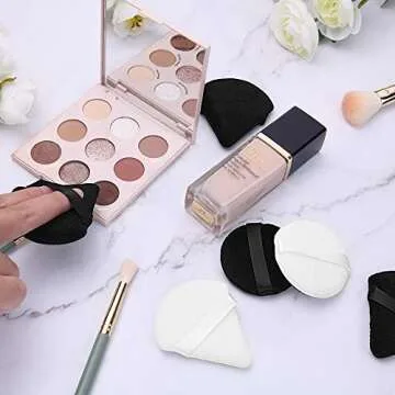 Ainiv 8PCS Powder Puffs, 2.76 inch Pure Cotton Triangle Powder Puff + Washable Large Body Makeup Powder Puff for Loose Powder Mineral Powder Body Powder Cotton Cosmetic Foundation Sponge Makeup Tool