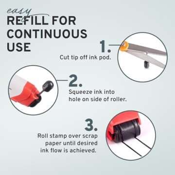 LEGILINER 3/8" Double Solid Line (White) Wide Rule Teacher Stamp – Two-Line Handwriting Pattern. Classroom & Home Use. Refillable Ink Writing Practice Roller Stamp for Primary School.