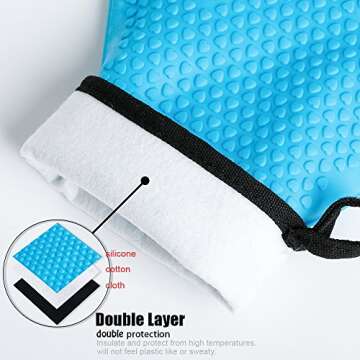 Loveuing Kitchen Oven Gloves - Silicone Dual-Layer Safety Gloves